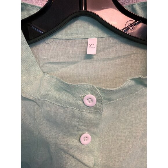 NWOT Mens 100% Cotton Sage Green Button Up Shirt Size XL - Picture 2 of 6